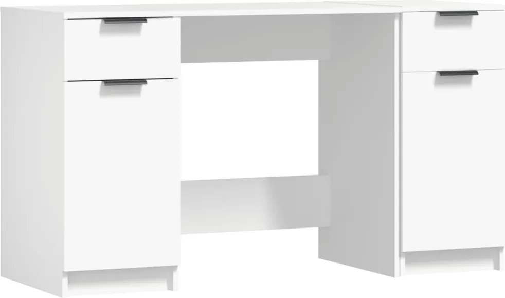 vidaXL Birou cu dulap lateral, alb, lemn prelucrat