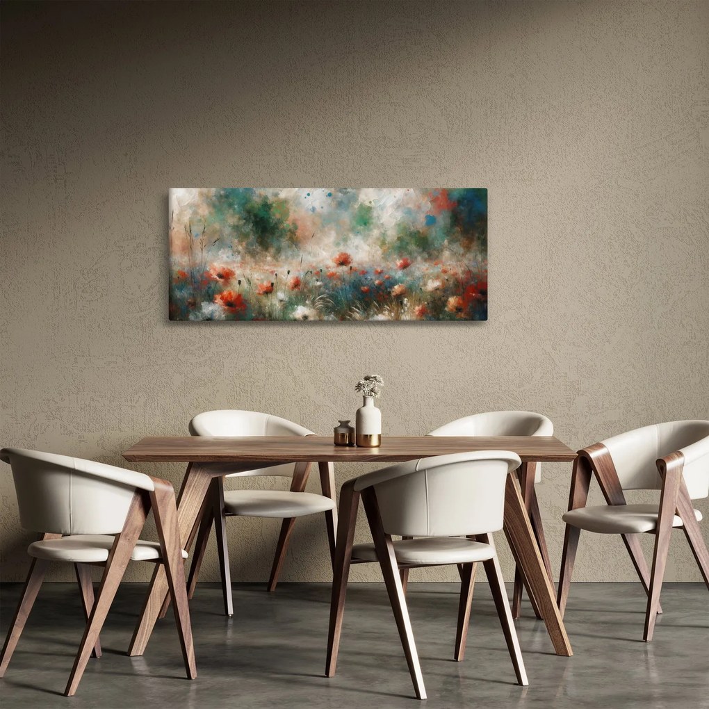 Tablou – Abstracție de câmp cu maci (120x50 cm)
