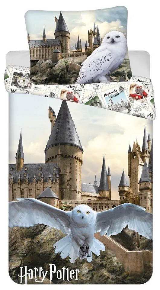 Lenjerie de pat pentru copii din bumbac pentru pat de o persoană 140x200 cm Harry Potter "Hedwig" – Jerry Fabrics