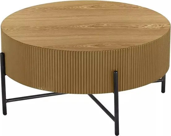 Măsuță de cafea Corbi 80 cm pentru living - stejar / negru mat