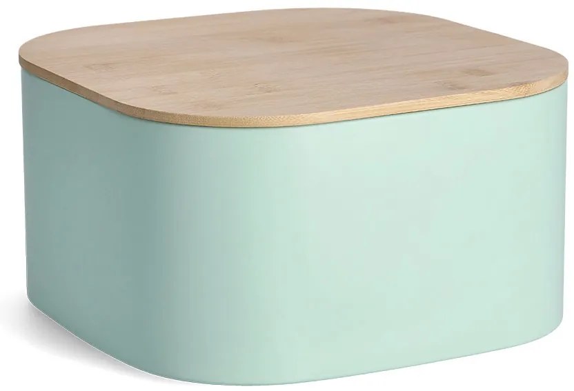 Cutie pentru paine, metalica cu capac din bambus, 26,5 cm