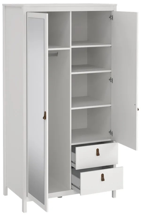 Șifonier alb cu oglindă 102x199x58 cm Madrid – Tvilum