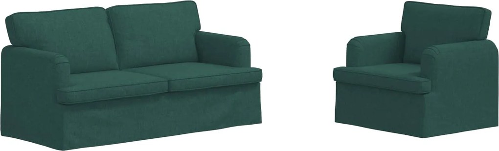 vidaXL Set de canapea 2 pcs Verde închis 162 x 80 x 85 cm țesătură
