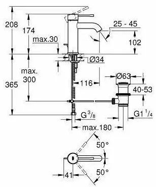 Baterie lavoar Grohe Essence New S crom lucios monocomanda