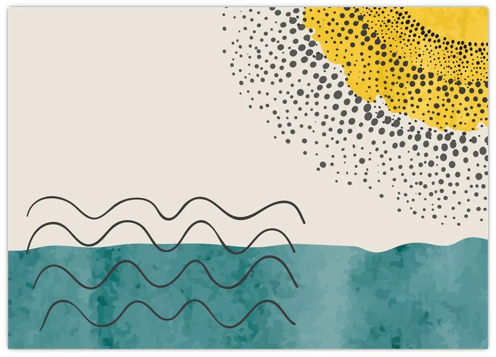 Tablou pe sticlă - pictură abstractă de plajă N⁰1 (70x50 cm)