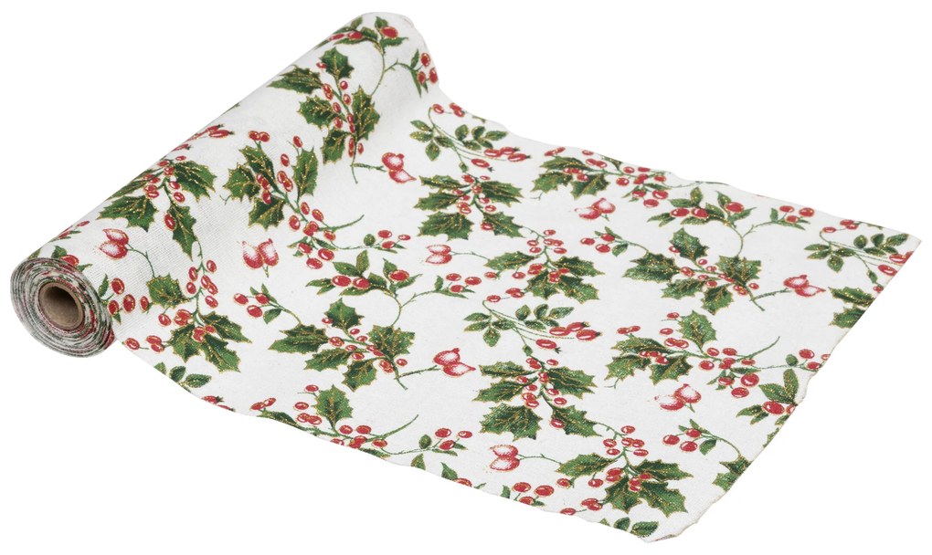 Traversa de masa cu motiv brad de Craciun, 28 x 300 cm
