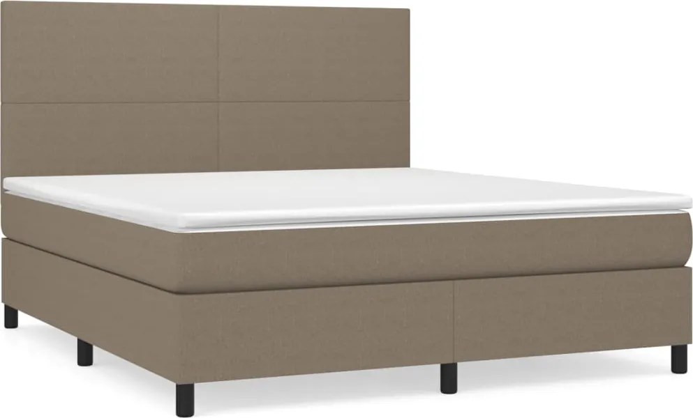 vidaXL Pat continental cu saltea, gri taupe, 180x200 cm, textil