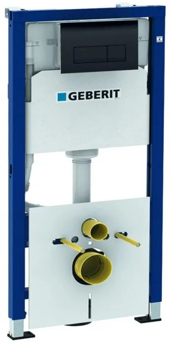 Set rezervor incastrat si cadru, Geberit Duofix, cu clapeta Delta 50 negru lucios si set de fixare, 458.128.DW.1