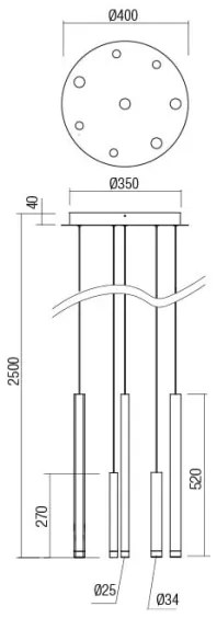 Lustră LED pe cablu MADISON Redo 01-2050 8xLED/4W/230V auriu