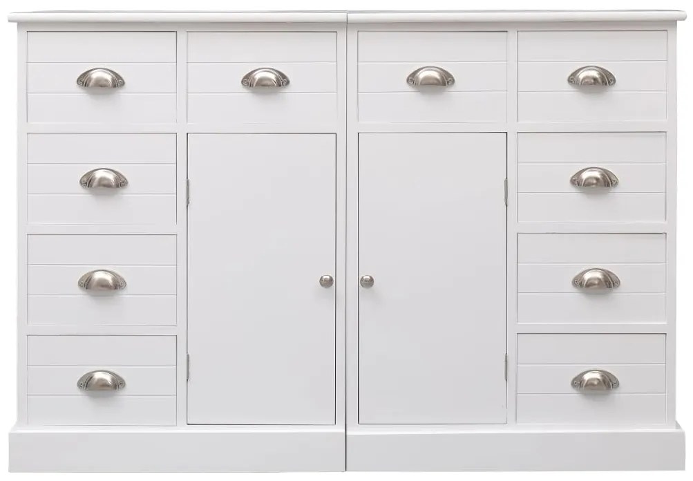 284175 vidaXL Servantă cu 10 sertare, alb, 113 x 30 x 79 cm, lemn