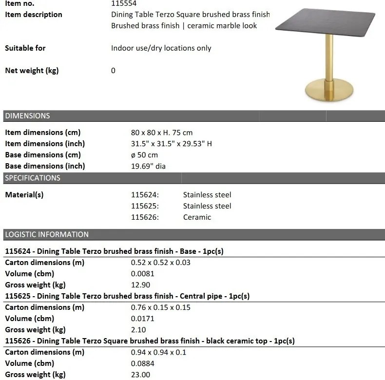 Masa bistro design LUX Terzo Square