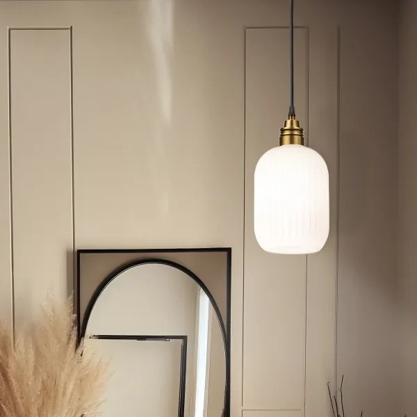 Candelabru HECTOR pe cablu 1xE27/15W/230V alb/alamă Ø14 cm