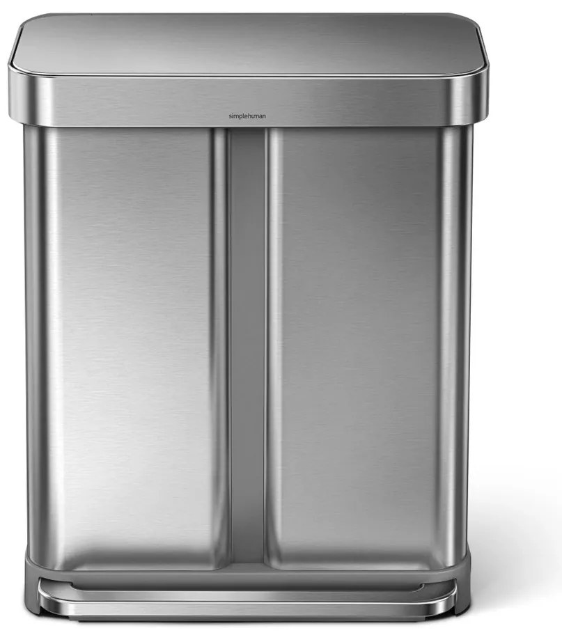 Simplehuman Coș de gunoi cu pedală pentru sortareadeșeurilor, 58 l, oțel periat, FPP