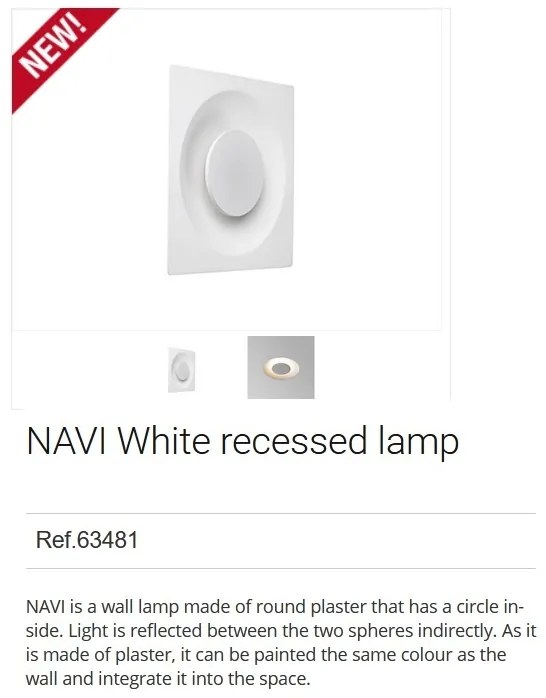 Lampa LED ambientala incastrabila NAVI alb