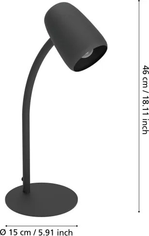Eglo 901828 - Lampă de masă CARLO 1xE14/18W/230V neagră
