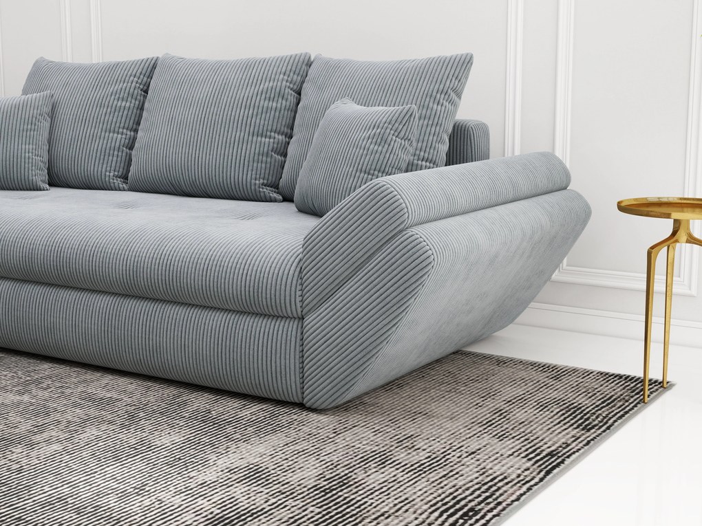 Canapea extensibilă dumonde cu ladă de depozitare si sezut confortabil din spuma high-density, Loana Zoom Grey 250x100 cm