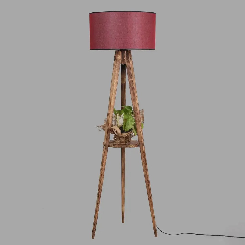 Lampadar cu masuta metal-,nuc-rosu, Homs, 153 cm,40010