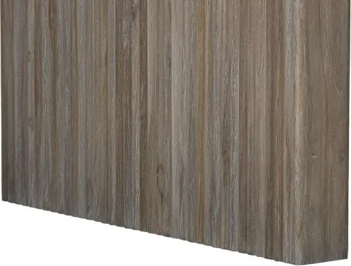 Masă dining din lemn masiv de tec, maro, 12 locuri, cu picioare canelate, 77 x 250 x 100 cm, „Arven”