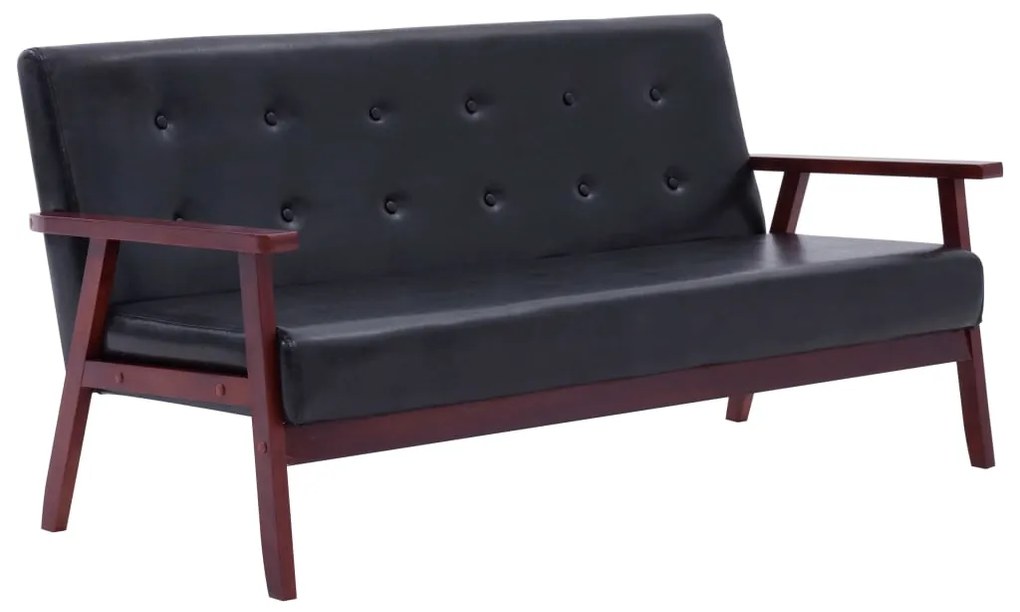 Set canapea, 2 buc., negru, piele artificială,