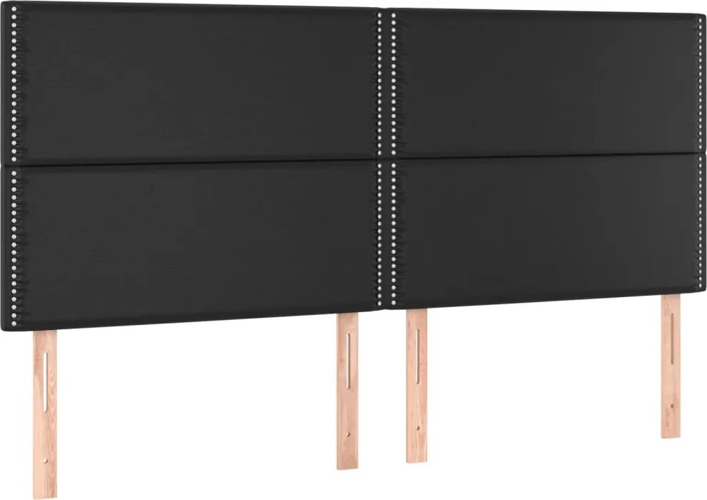 vidaXL Tăblie de pat neagră 200x5x118/128 cm piele ecologică