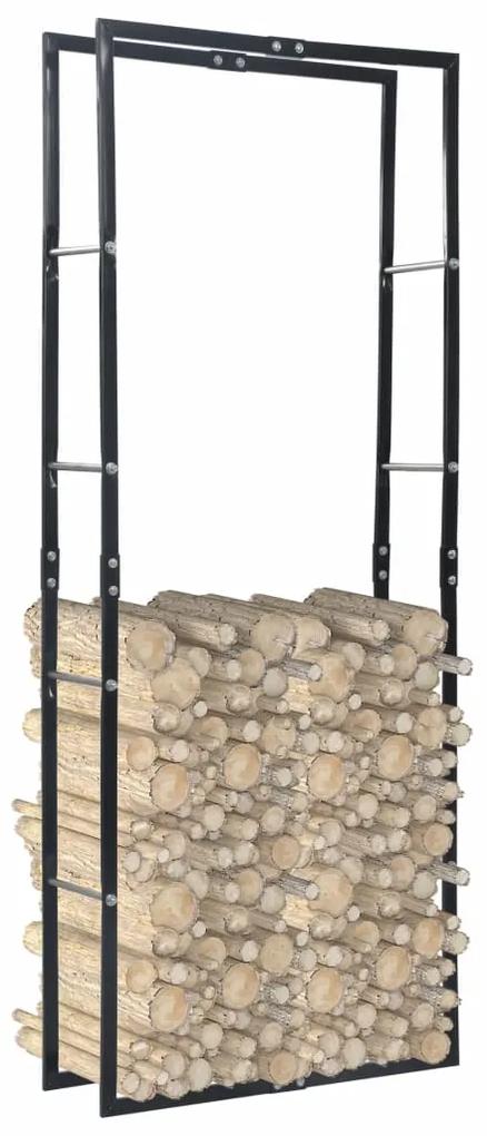 vidaXL Rastel pentru lemne de foc, negru, 80x25x200 cm, oțel
