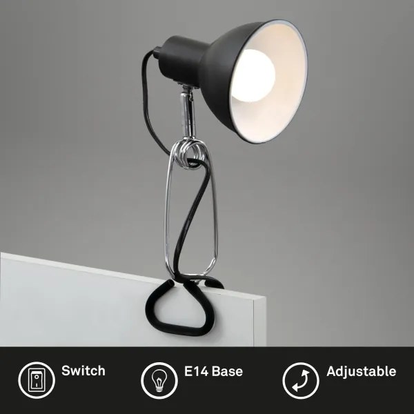 Briloner 2790-015 - Lampă cu clemă FIX 1xE14/8W/230V negru/crom lucios
