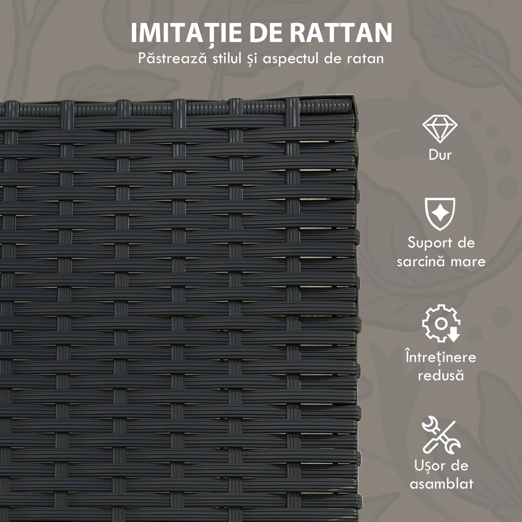 Outsunny Set Mobilier de Grădină din Ratan PP 5 Piese, Canapea cu Perne, Set Canapea pentru Exterior, Negru | Aosom Romania