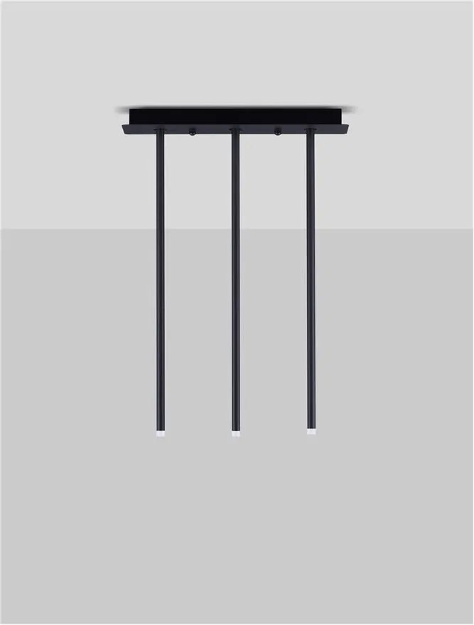 Plafoniera cu 3 Spoturi LED reglabile design tubular STILVI negru, H-65cm