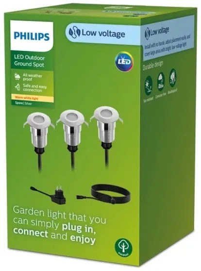 SET 3x corp de iluminat LED încastrat de exterior Philips SPORE LED/1W/24/230V IP67