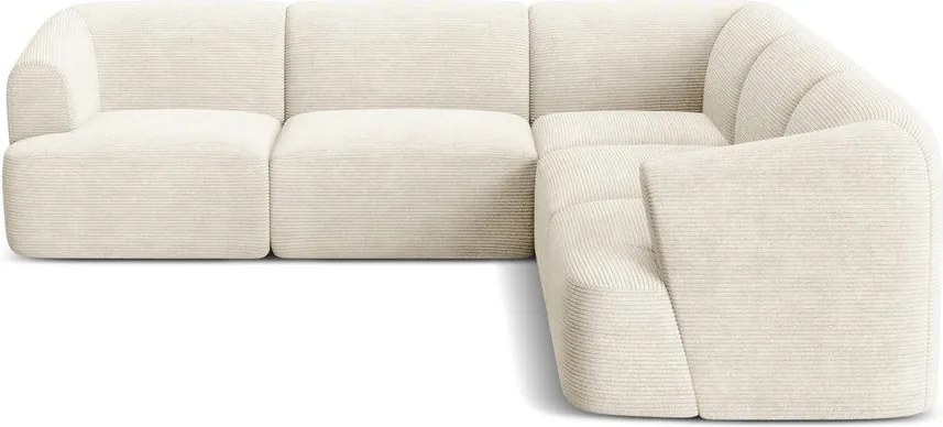 Colțar bej cu tapițerie din catifea reiată Campi – Cosmopolitan Design