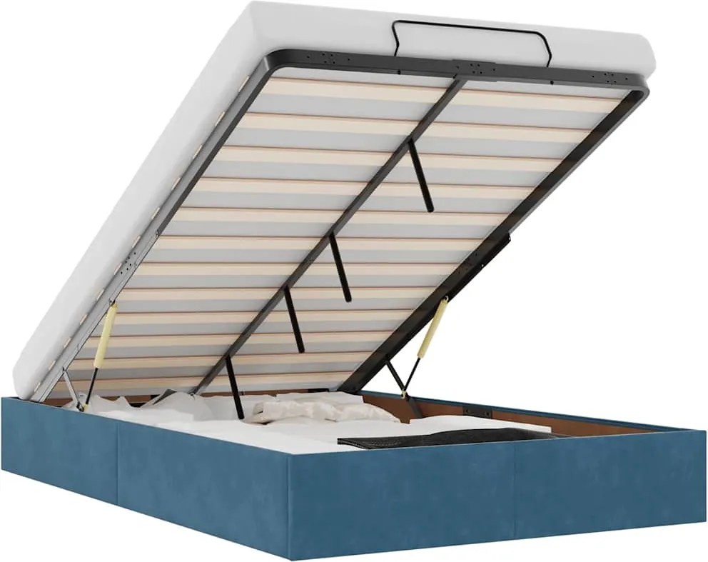 vidaXL Cadru de pat otoman fără saltea Albastru închis catifea