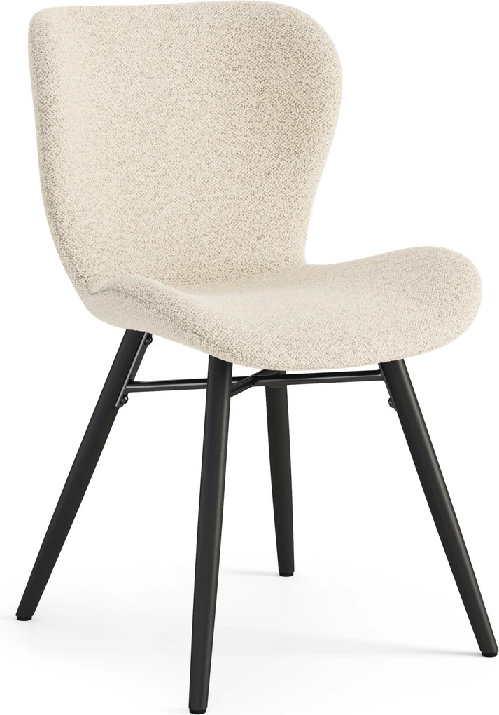 MAZZONI EXPORT ALTEA Crem (țesătură Monza 90) / picioare negre – SCAUN MODERN TAPIȚAT CU BOUCLÉ PENTRU LIVING, SUFRAGERIE ȘI BUCĂTĂRIE