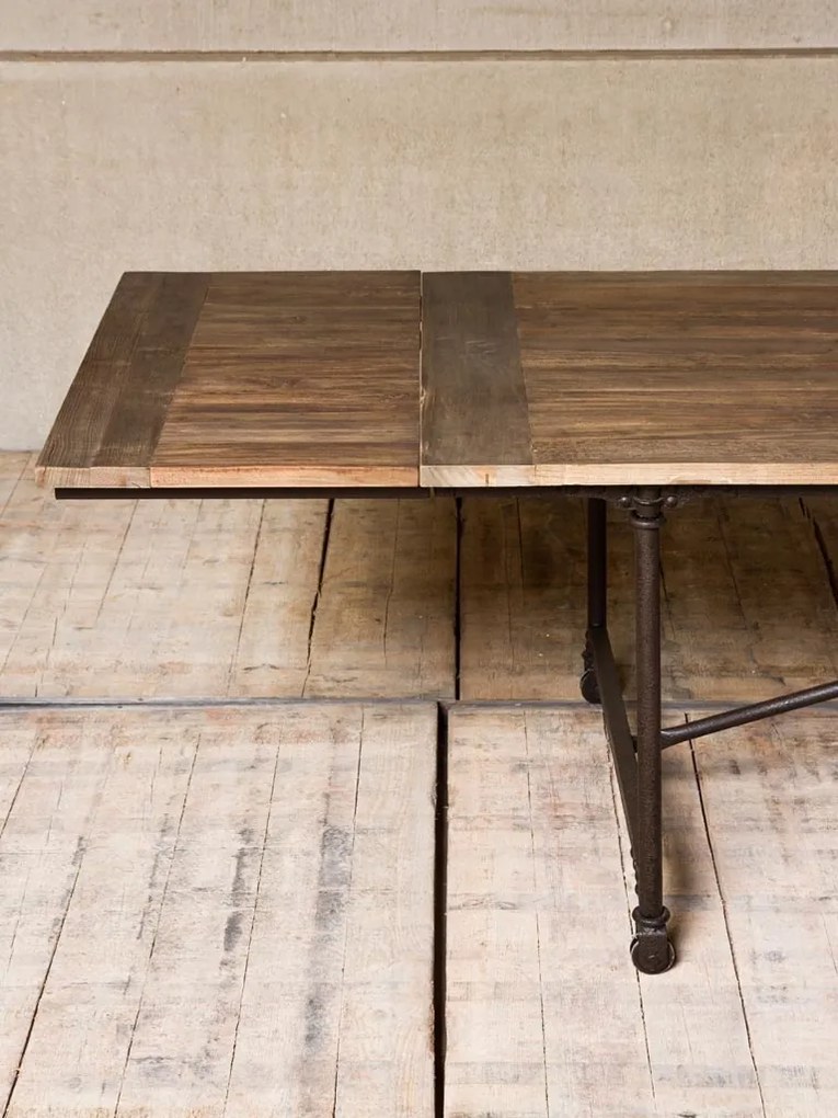 Masă extensibilă de dining în stil industrial, din lemn masiv și metal, „Tapestry X-Large”