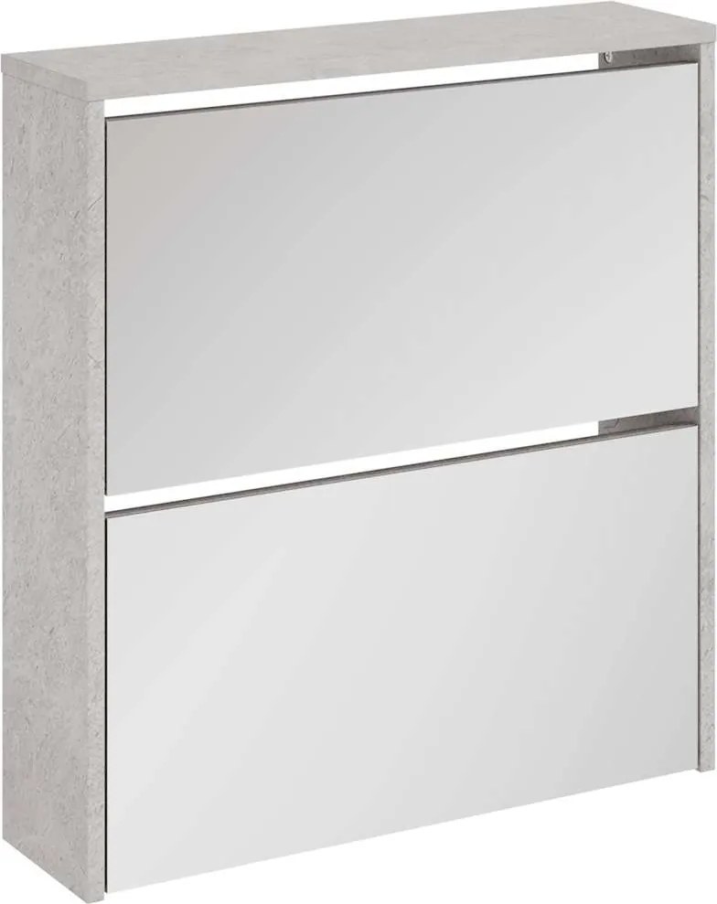 vidaXL Pantofar cu oglindă, 2 niveluri, gri beton, 63x17x67 cm