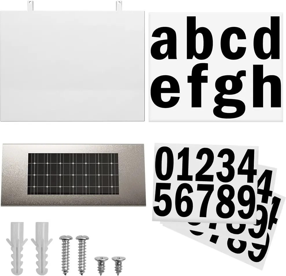 Numar de casa LED cu incarcare solara Cifre 0-9 Litere A-H Alb