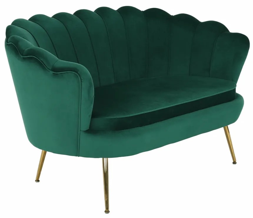 Bancă în stil Art-deco, catifea Velvet smarald/crom auriu, NOBLIN
