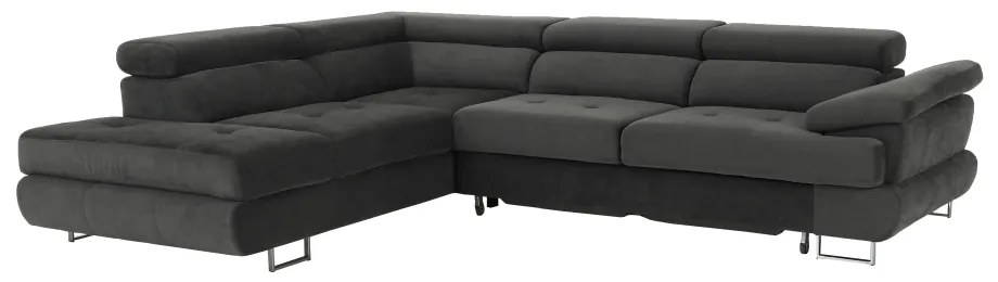 Set canapea cu spaţiu de depozitare, gri, material textil, stânga, BUTON R