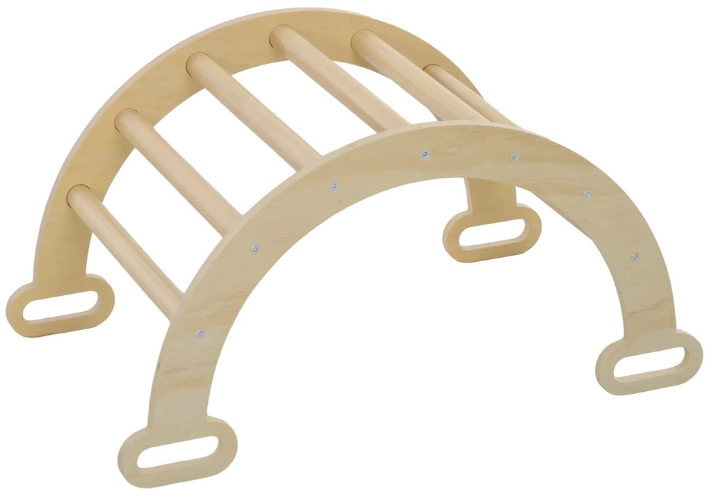 AIYAPLAY Arcadă cățărare copii balansoar din lemn pentru băieți și fete, copii de la 18 la 48 luni, lemn natural | Aosom Romania