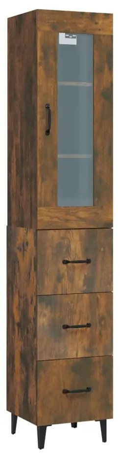 3115369 vidaXL Dulap înalt, stejar fumuriu, 34,5x34x180 cm, lemn prelucrat