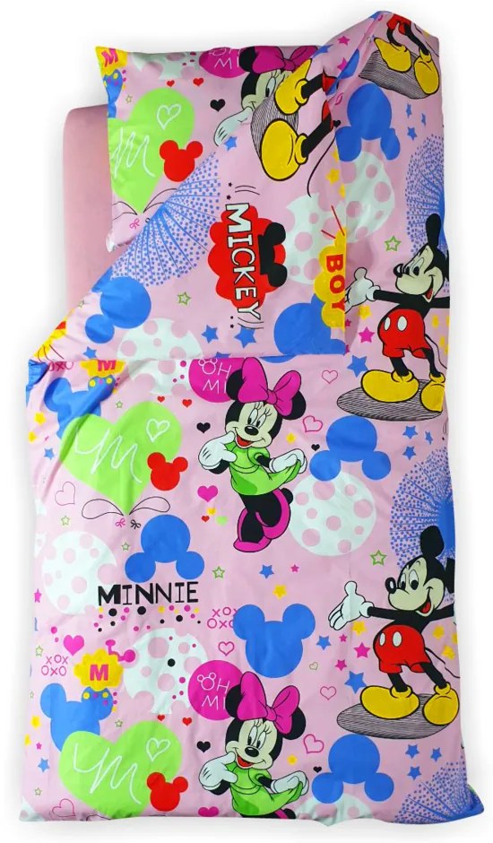 Set 4 piese Lenjerie Minnie 2-6 ani + Protectie Impermeabila 130x60 - ASC4072