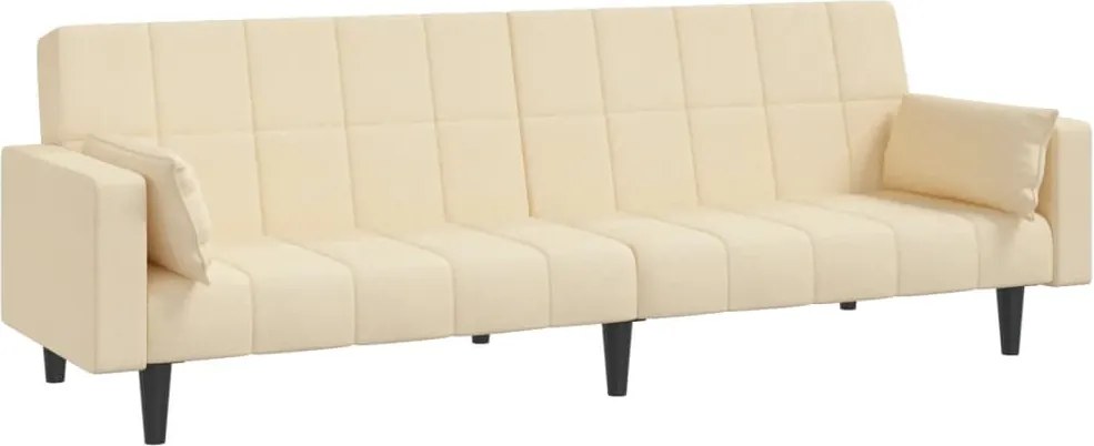 vidaXL Canapea extensibilă cu 2 locuri, 2 perne, crem, textil
