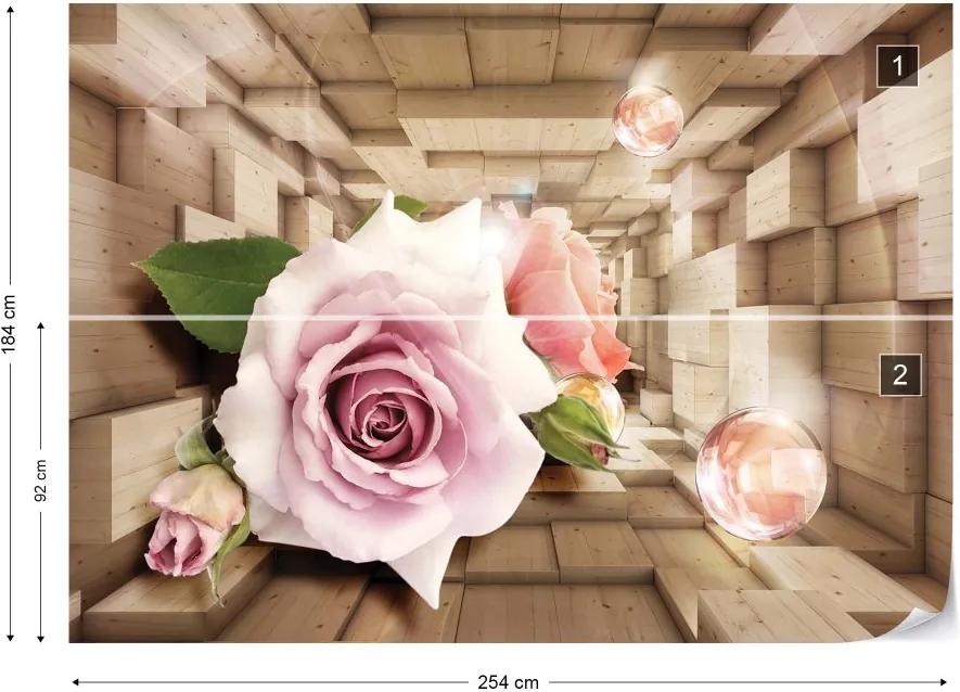 GLIX Fototapet - 3D Tunnel Roses Vliesová tapeta  - 254x184 cm