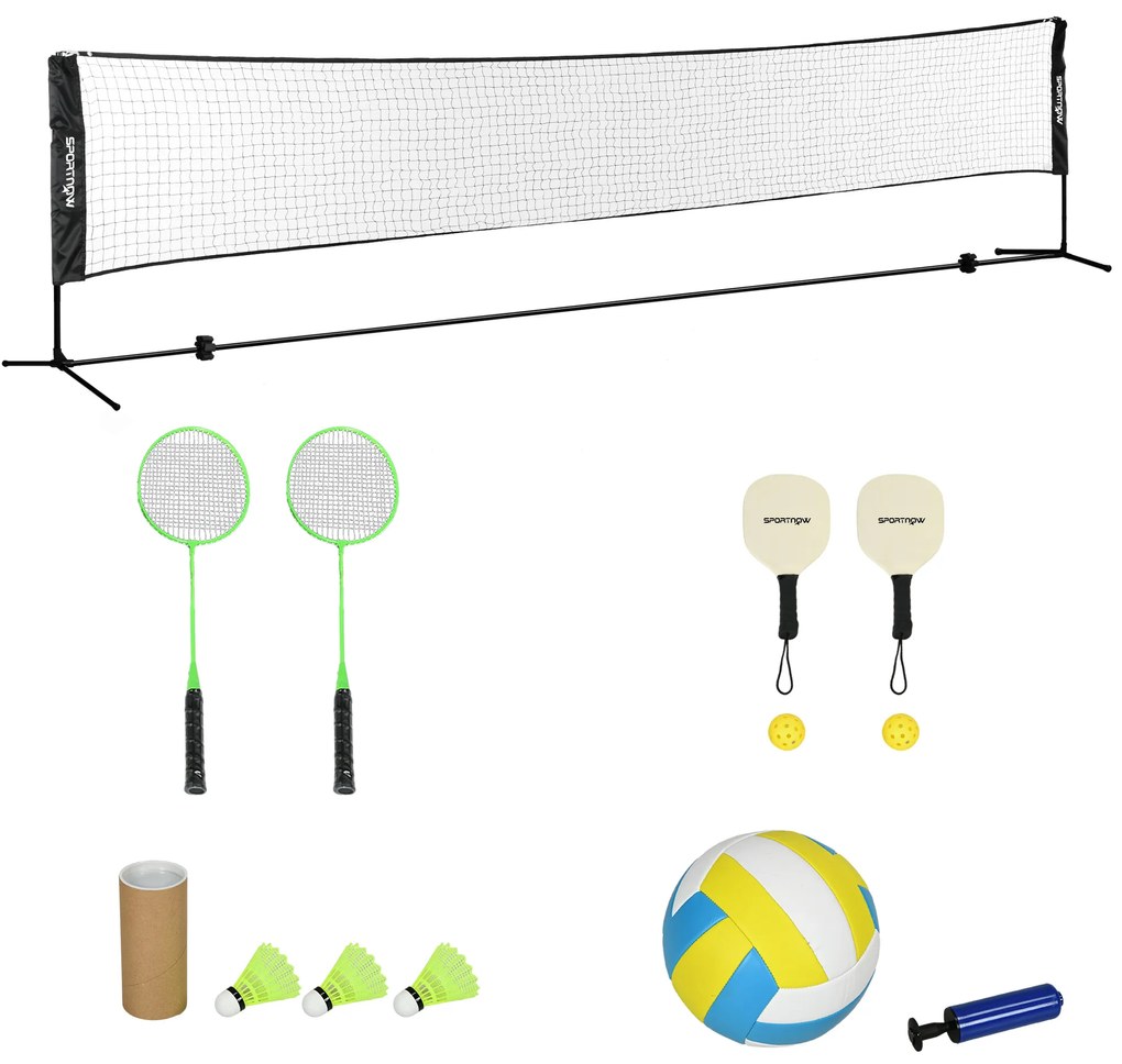 SPORTNOW Set complet de badminton, pickleball și volei, 3 în 1, jocuri sportive în aer liber cu filet reglabil | Aosom Romania