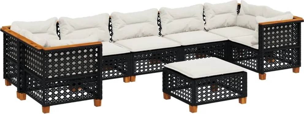vidaXL Set mobilier de grădină cu perne, 8 piese, negru, poliratan