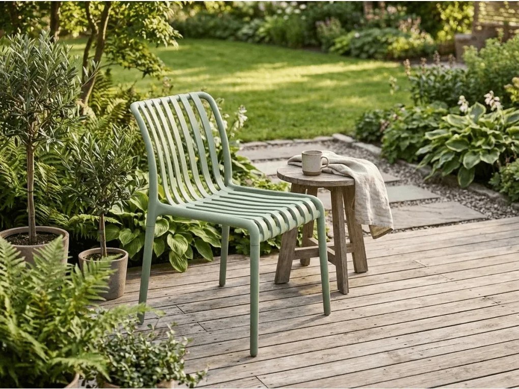 Set de gradina TREGO ISLAND - 4 scaune si masa rotunda ø 90 cm, verde