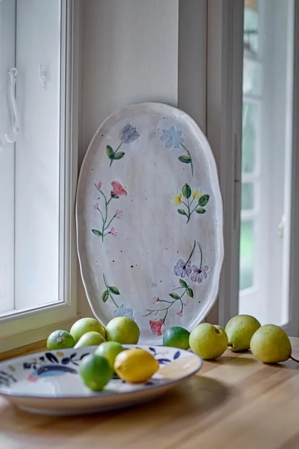 Platou din ceramică lucrat manual, multicolor, "Camilla"