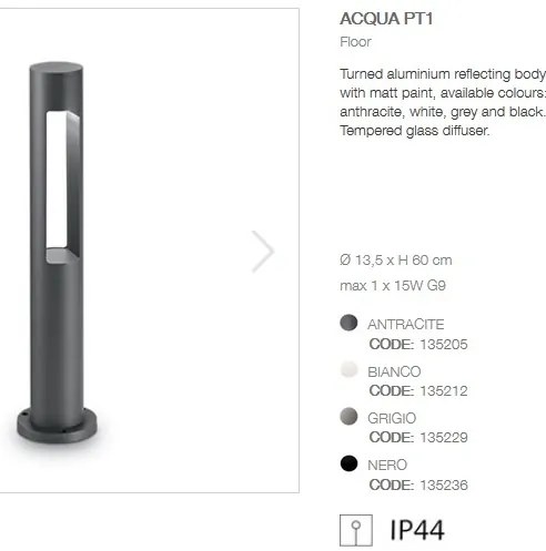 Stalp modern de exterior cu protectie IP44 ACQUA PT1 antracit 135205