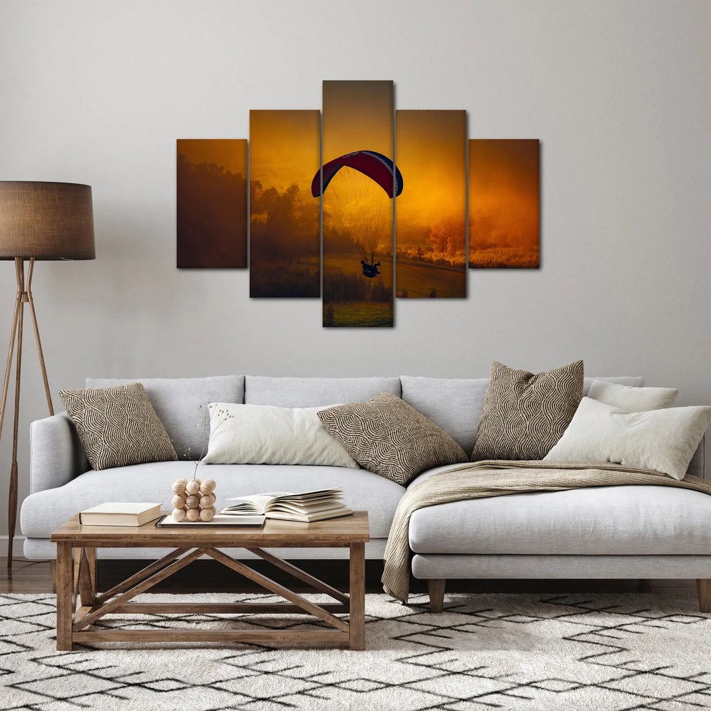 Tablou cu parașutistul în apus de soare (150x105 cm)