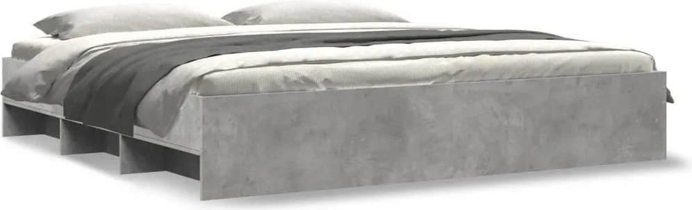 vidaXL Cadru de pat, gri beton, 200x200 cm, lemn prelucrat