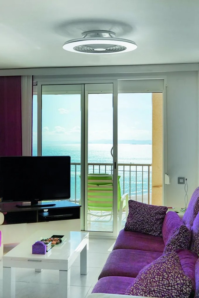 Lustra LED Smart cu Ventilator si telecomanda ALISIO XL argintiu